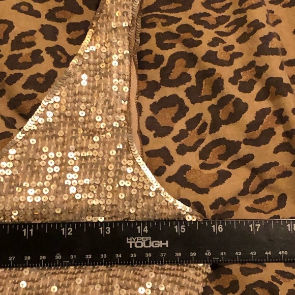 Anne Klein small flowy gold sequin lined camisole/tank double V-neck zip back - Picture 8 of 14